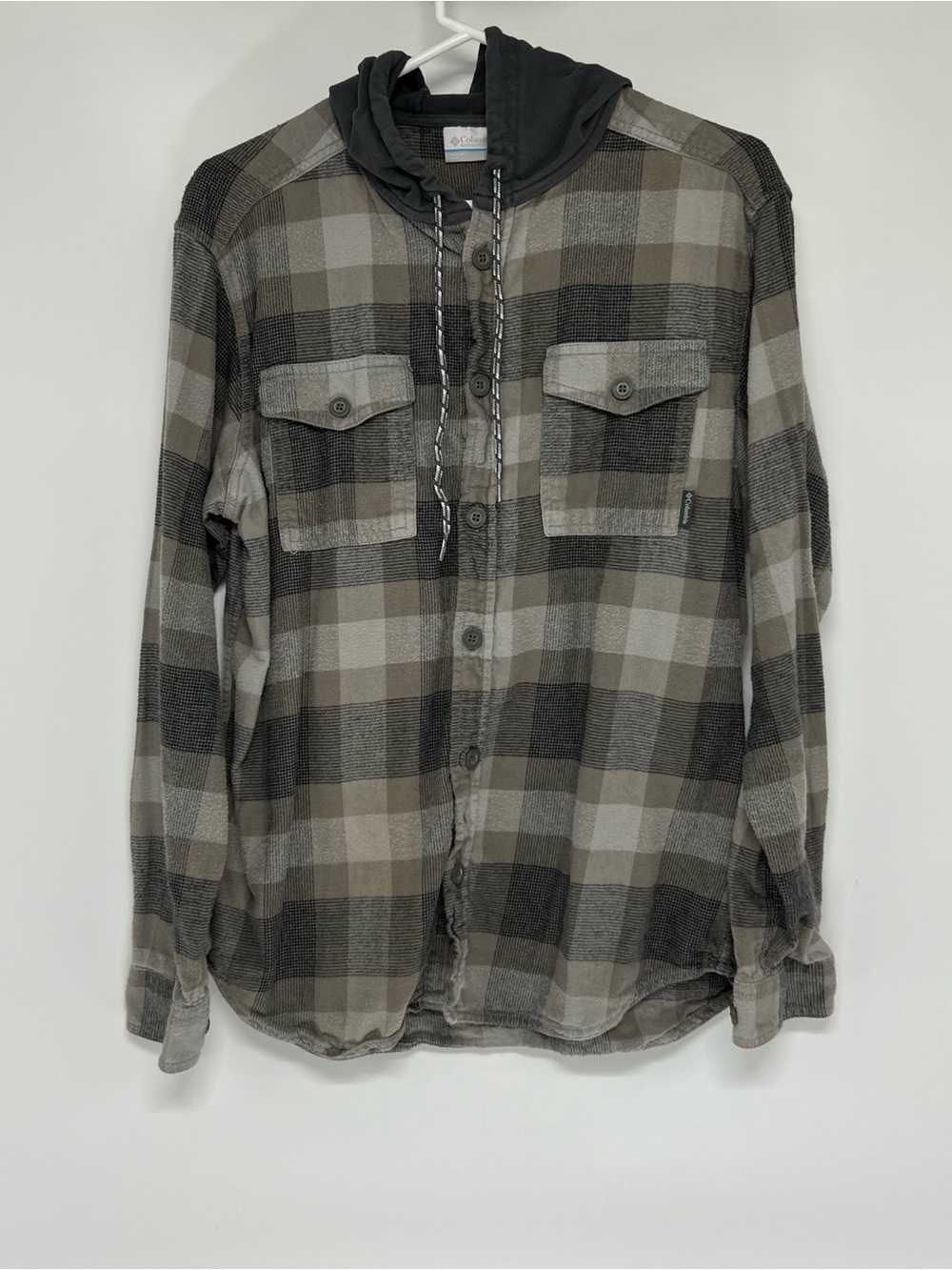 Columbia medium hooded flannel shirt men’s